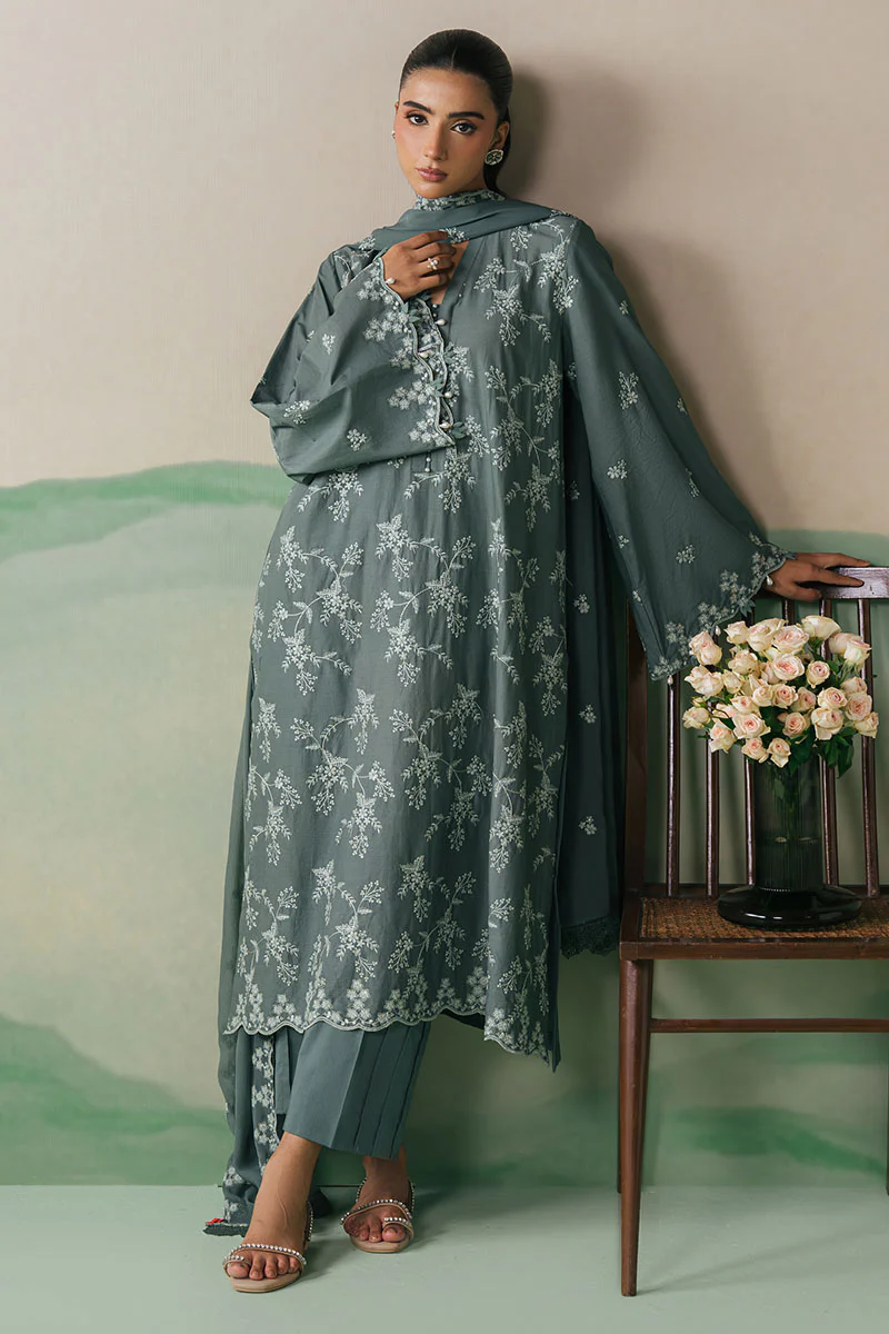FOREST SERENITY-3PC LAWN EMBROIDERED SUIT - Image 3