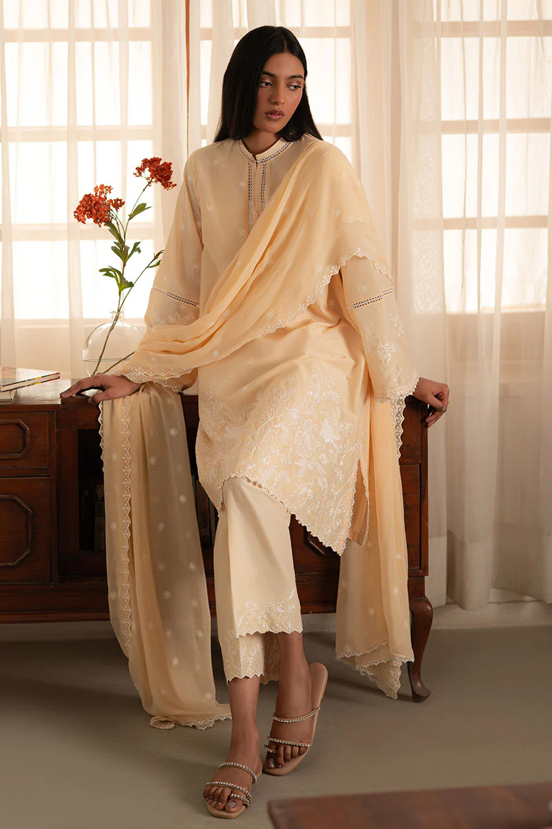 FRENCH GLOW- 3PC EMBROIDERED LAWN SUIT - Image 7