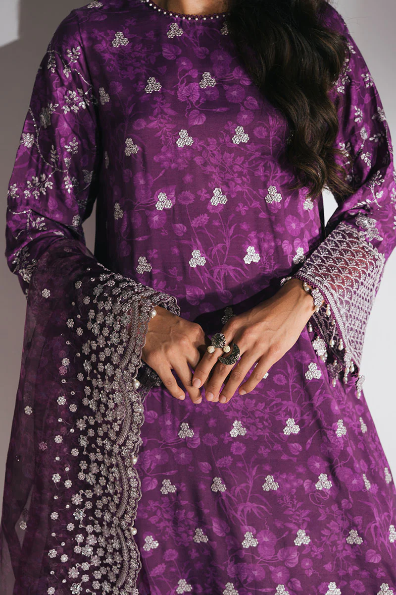 GRAPE RED-3PC EMBROIDERED SILK SUIT - Image 2