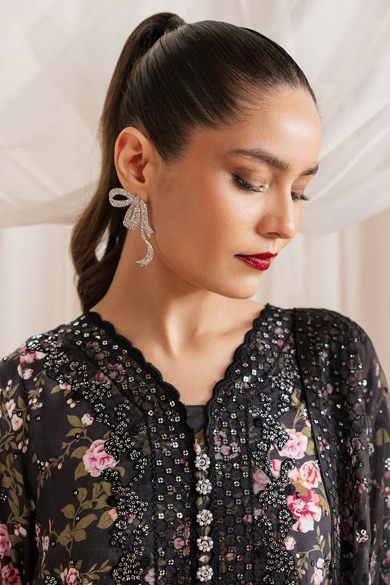 GRAPHITE GLOW-3 PIECE EMBROIDERED SILK SUIT - Image 2