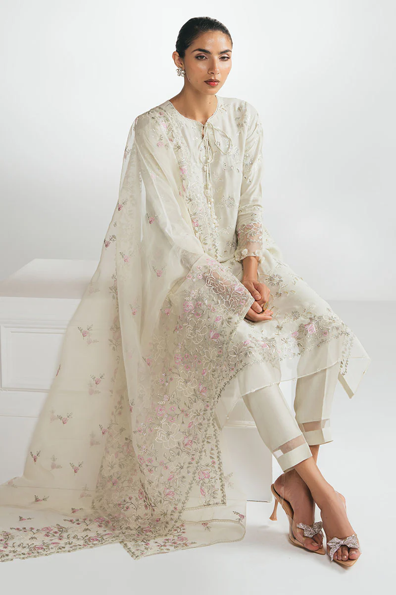 HONEYDEW MIST-3PC EMBROIDERED SILK SUIT - Image 3