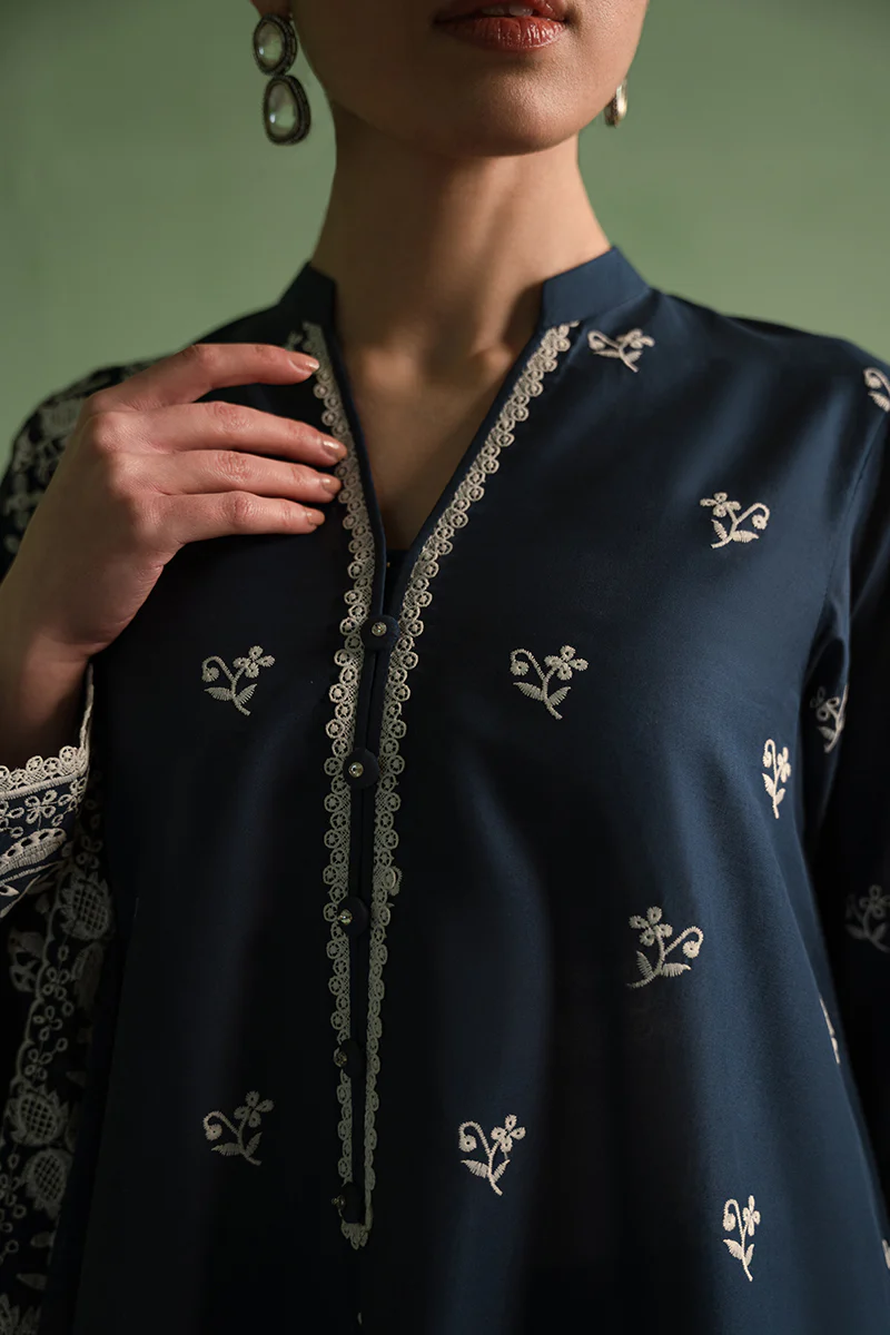 INSIGNIA BLUE-3 PIECE CHIKANKARI SUIT - Image 2