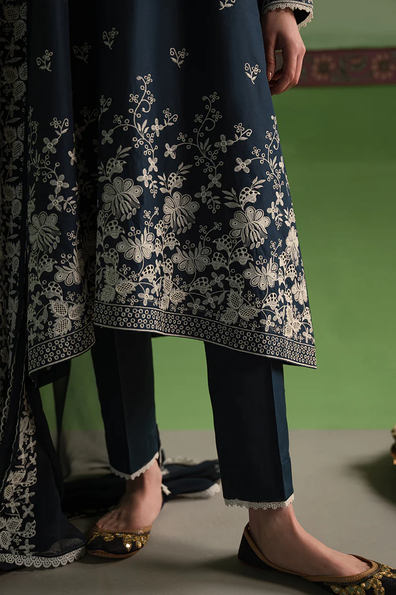 INSIGNIA BLUE-3 PIECE CHIKANKARI SUIT - Image 4