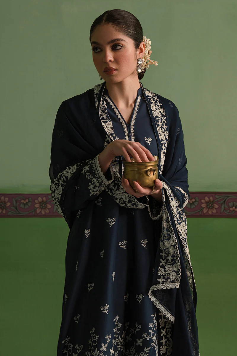 INSIGNIA BLUE-3 PIECE CHIKANKARI SUIT - Image 7