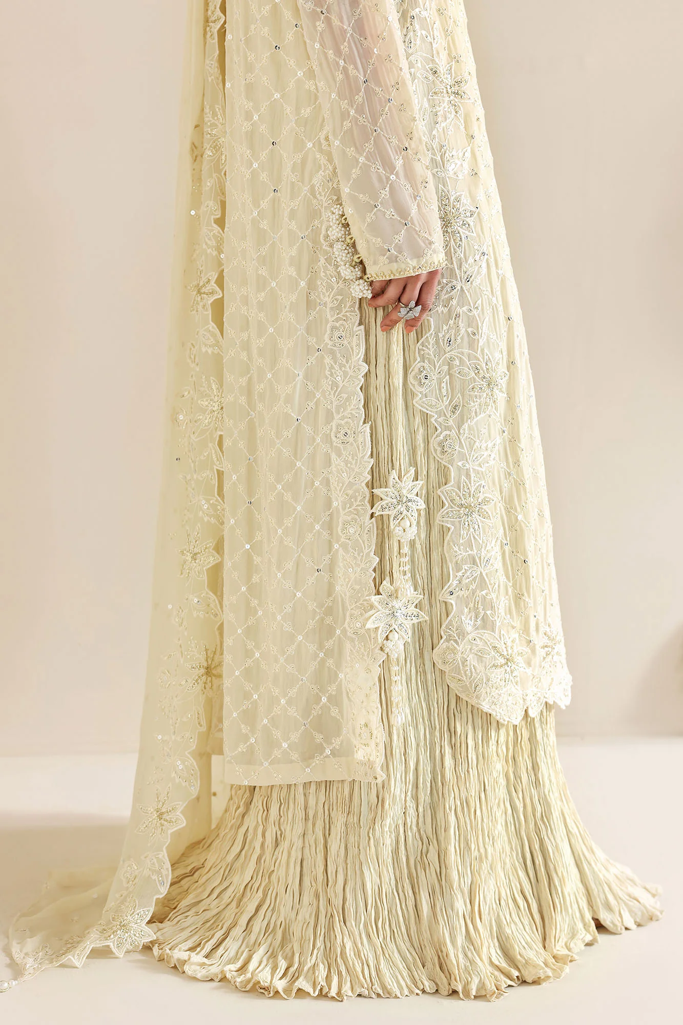 IVORY BLOOM-4PC CHIFFON EMBROIDERED SUIT - Image 3