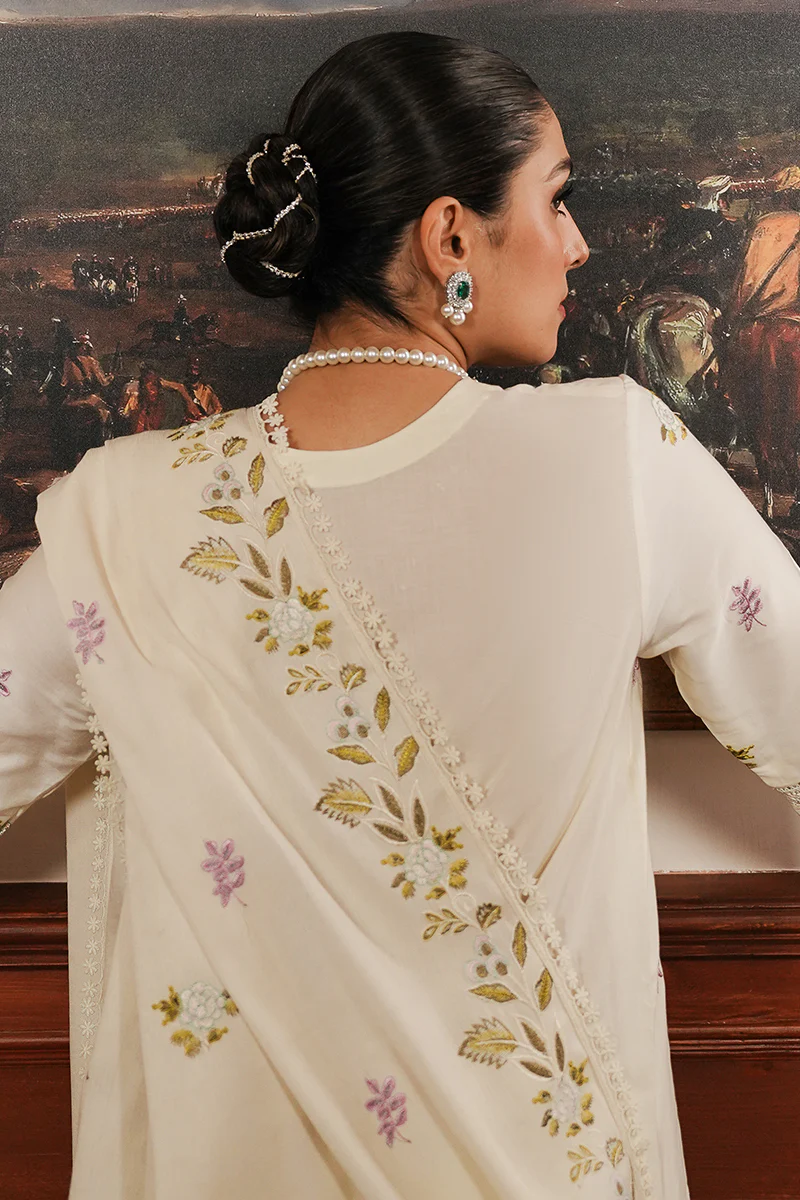 IVORY GARDEN-3PC SATIN EMBROIDERED SUIT - Image 4