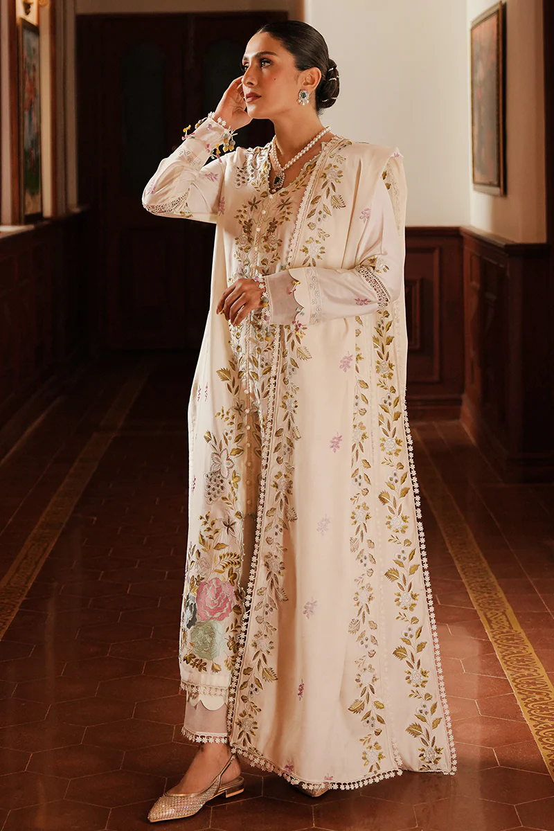 IVORY GARDEN-3PC SATIN EMBROIDERED SUIT - Image 7
