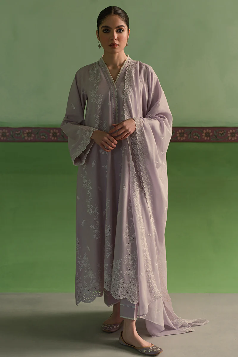LILAC BLOOM-3 PIECE CHIKANKARI SUIT - Image 5