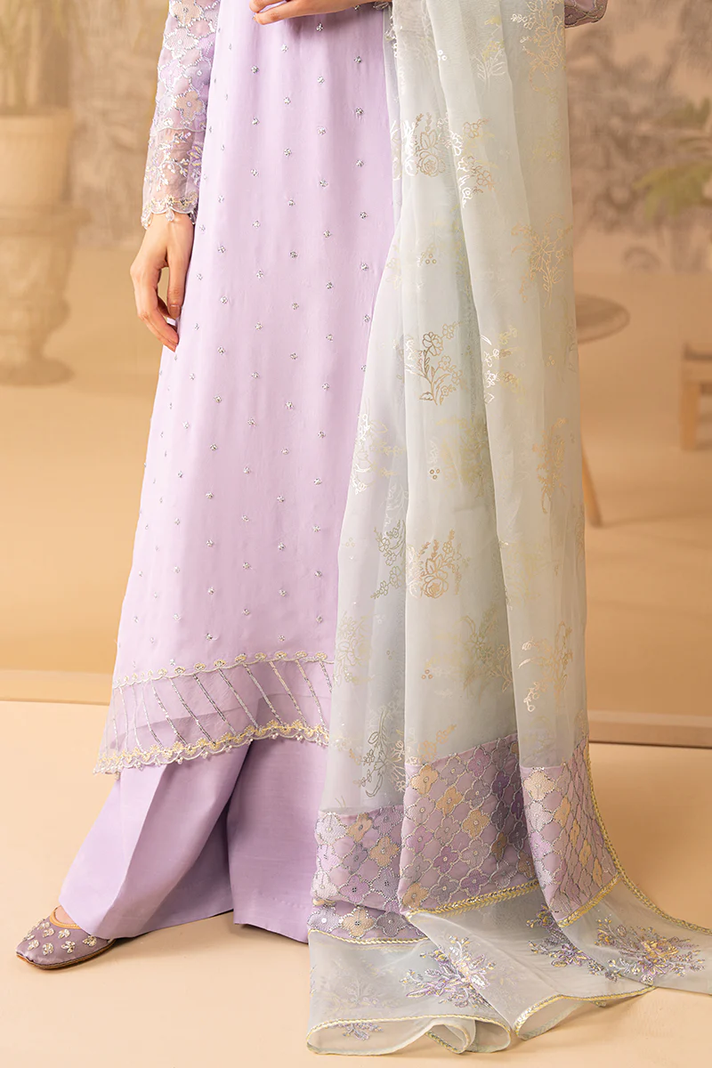 LILAC LUSTER-4 PIECE EMBROIDERED CHIFFON SUIT - Image 4
