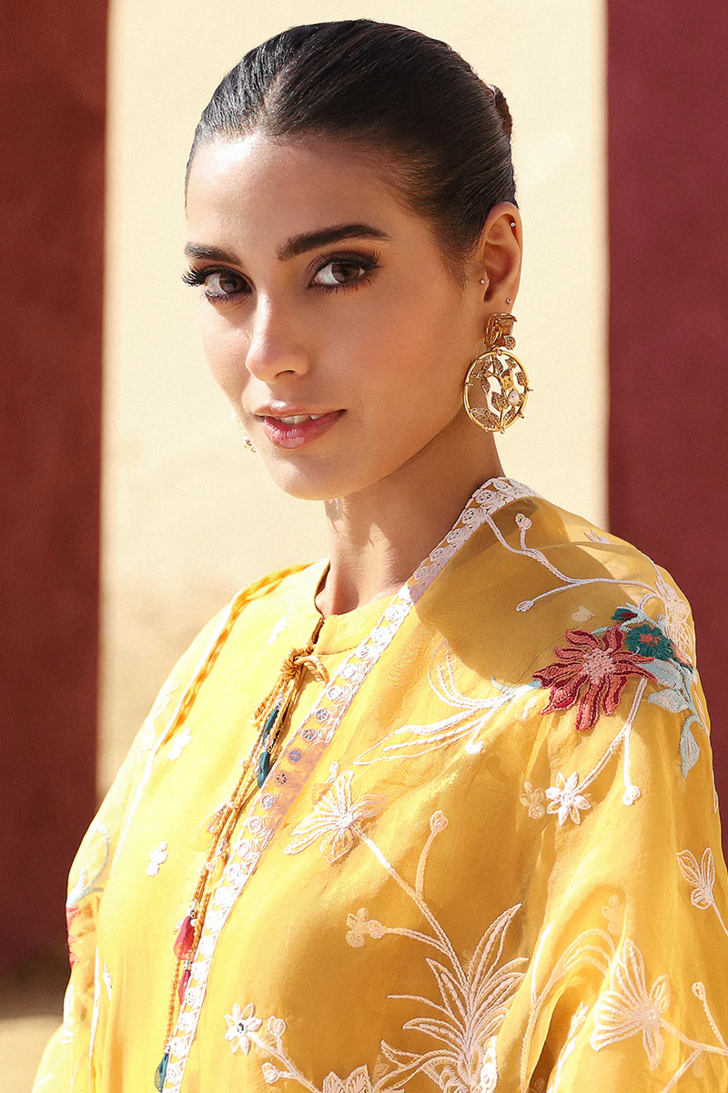 MAIZE OCHRE-3 PIECE EMBROIDERED LAWN SUIT - Image 7