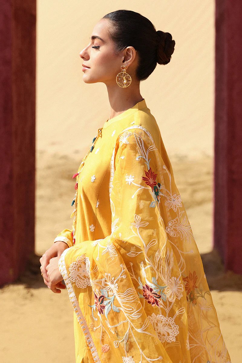 MAIZE OCHRE-3 PIECE EMBROIDERED LAWN SUIT - Image 8