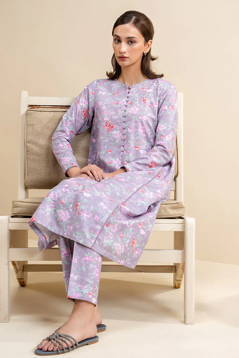 MAUVE HAZE-2 PC PRINTED KHADDAR SUIT - Image 5