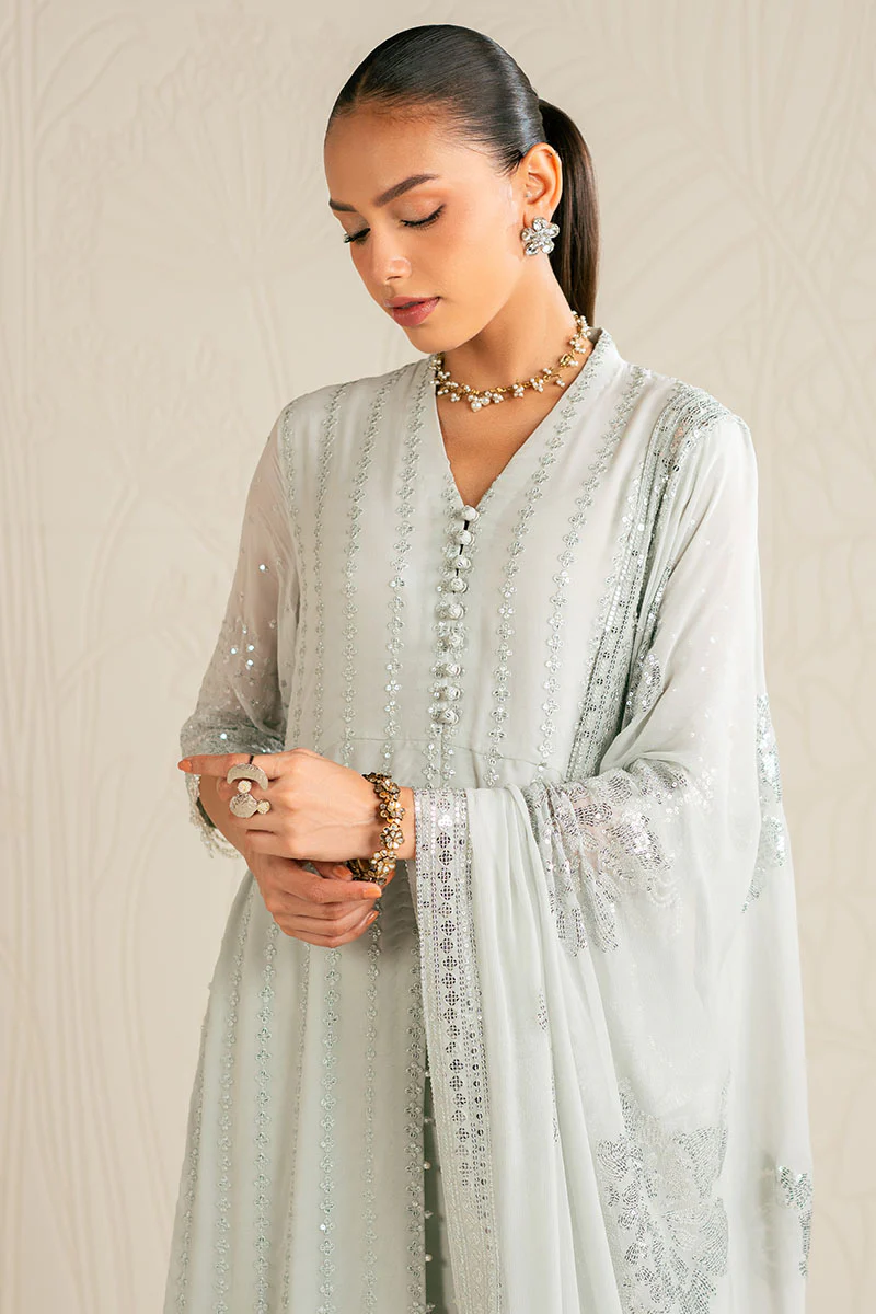 MINT SPARKLE-4PC CHIFFON EMBROIDERED SUIT - Image 6