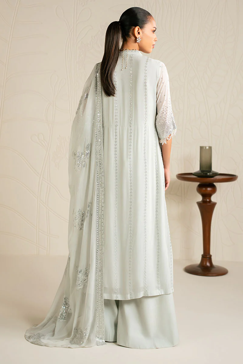 MINT SPARKLE-4PC CHIFFON EMBROIDERED SUIT - Image 9