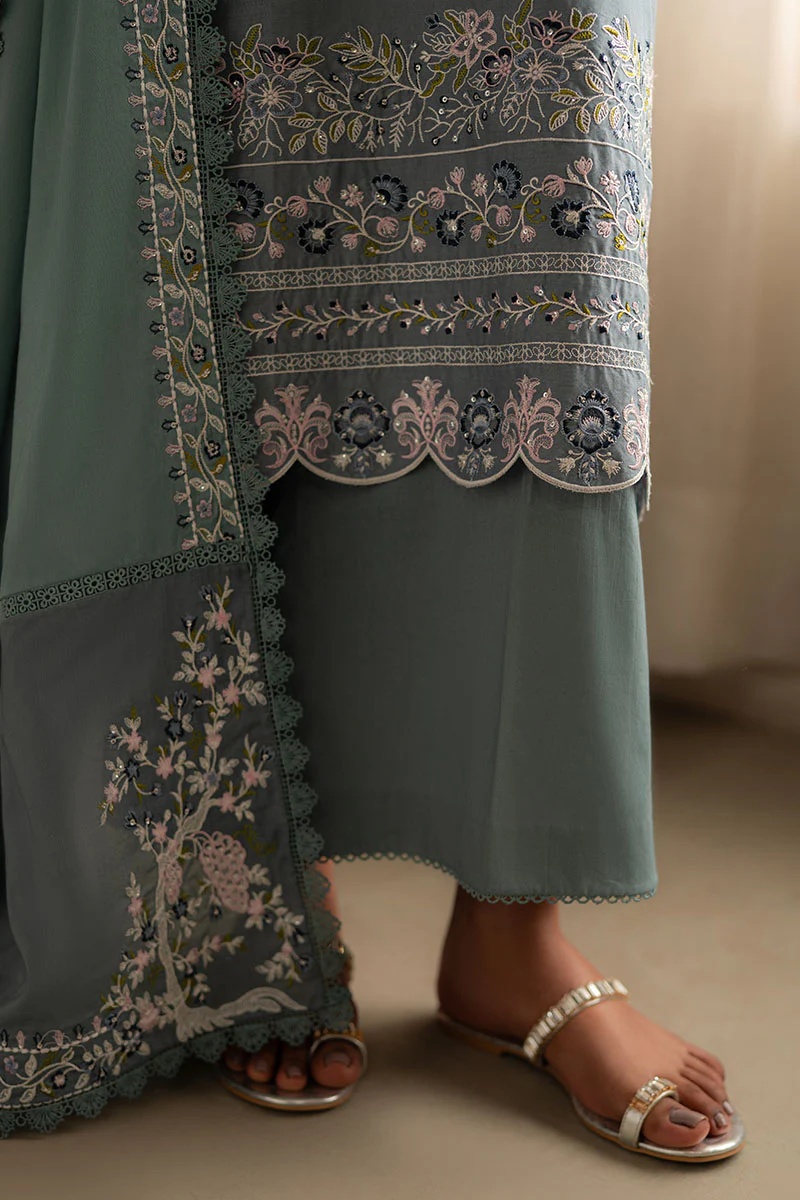 MOONLIGHT BLUE- 3PC EMBROIDERED LAWN SUIT - Image 2