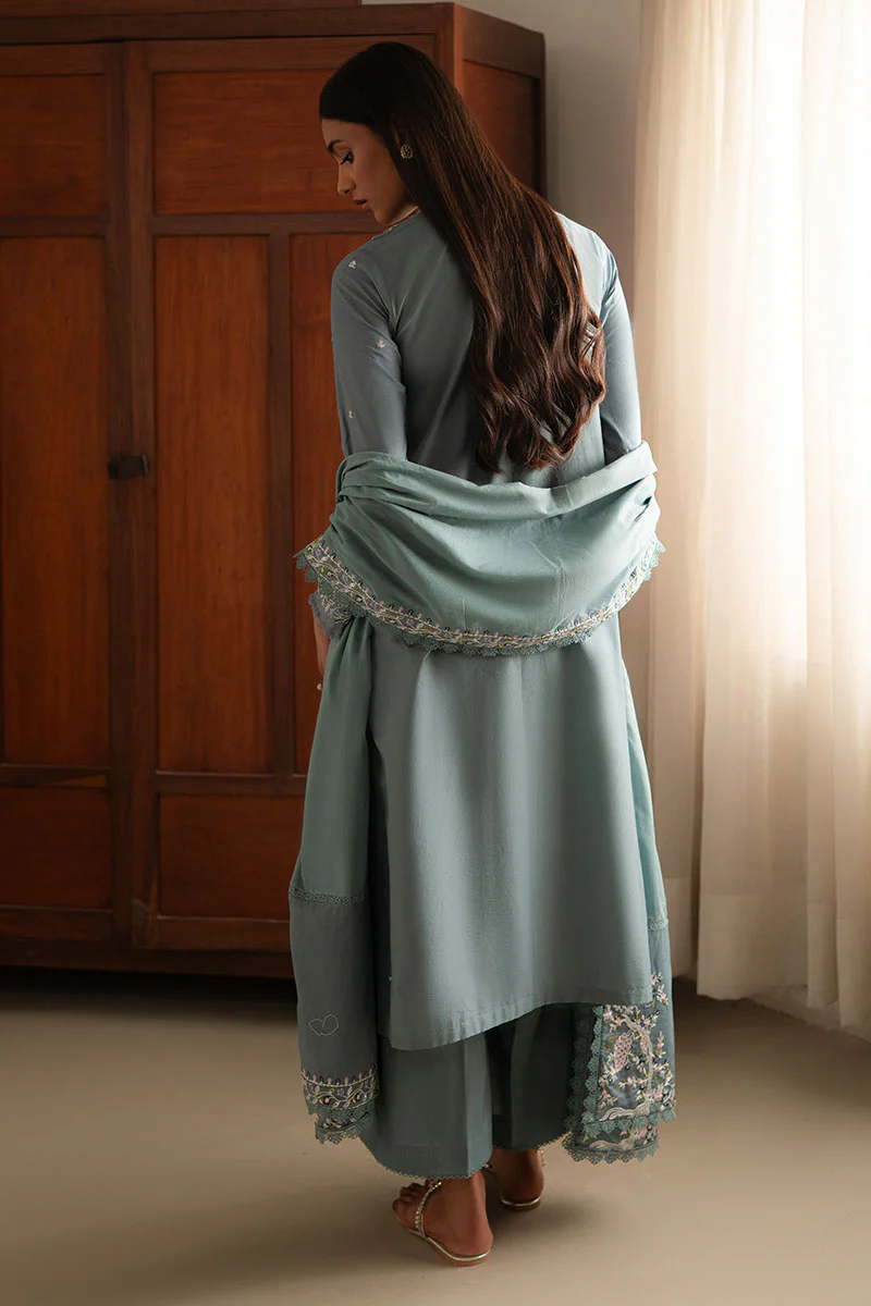 MOONLIGHT BLUE- 3PC EMBROIDERED LAWN SUIT - Image 7