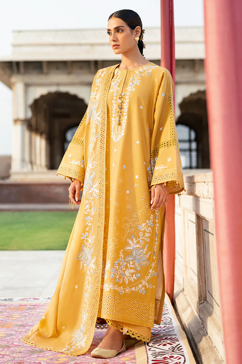 MUSTARD MIRAGE-3PC EMBROIDERED LAWN SUIT - Image 3