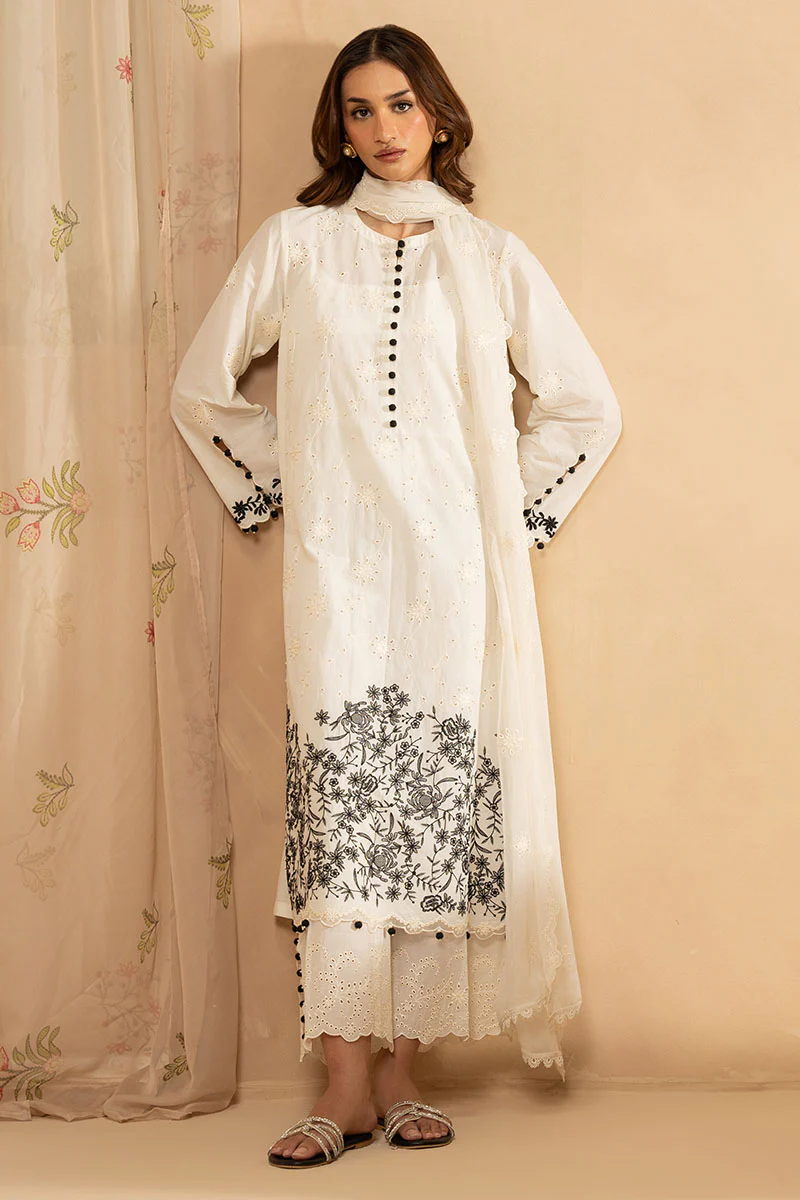 MUTED PEARL- 3PC EMBROIDERED LAWN SUIT - Image 5