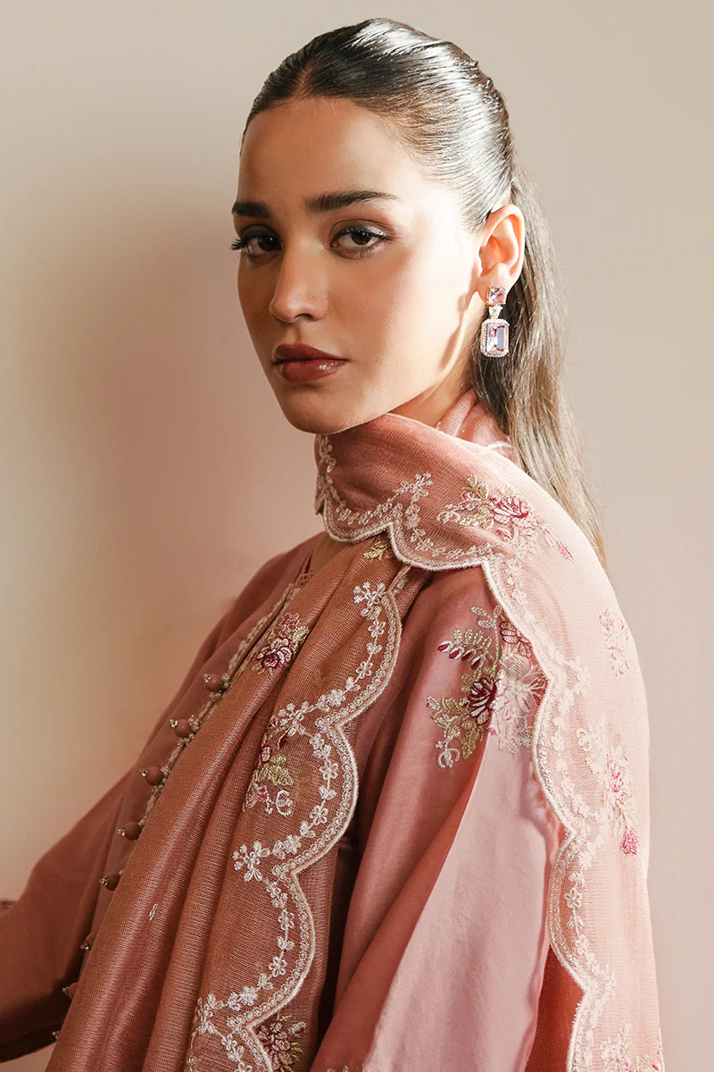 MYSTIC PINK-3PC SATIN EMBROIDERED SUIT - Image 5