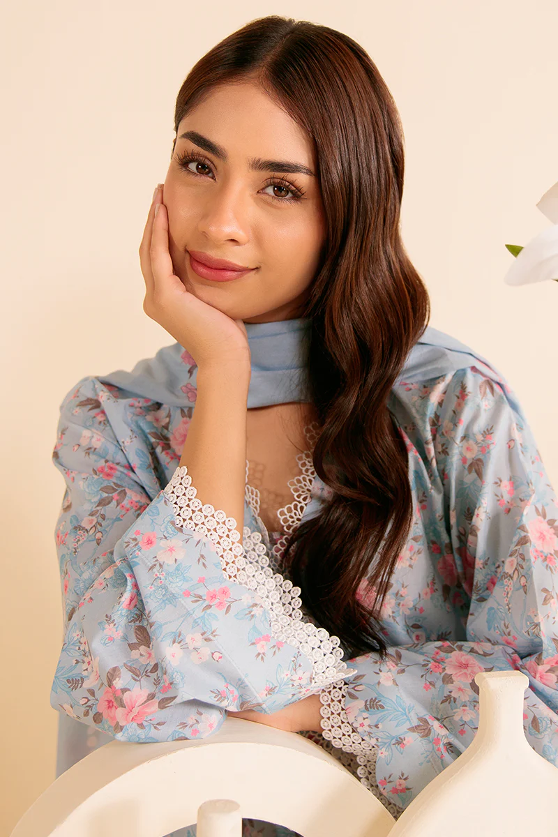 MYSTIQUE BLUE-3 PIECE PRINTED LAWN SUIT - Image 3