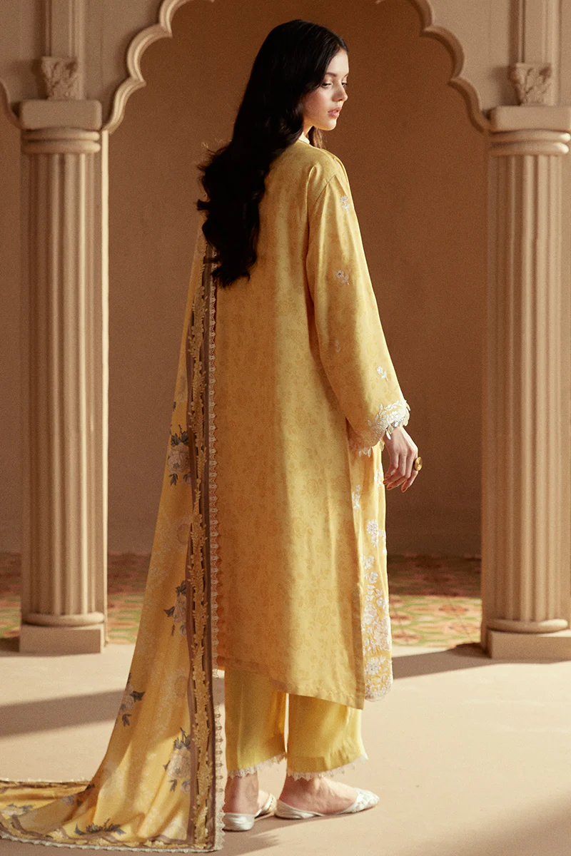 OCHRE TINT-3 PC LINEN EMBROIDERED SUIT - Image 7