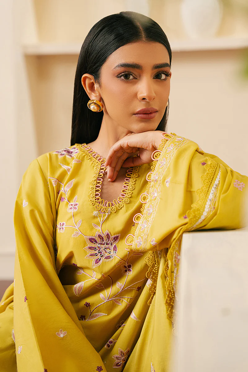 ORCHID MOSS-3 PIECE EMBROIDERED CAMBRIC SUIT - Image 3
