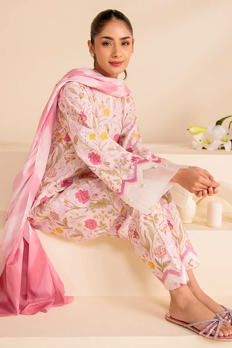 PASTEL BLOOM-3 PIECE PRINTED LAWN SUIT - Image 4