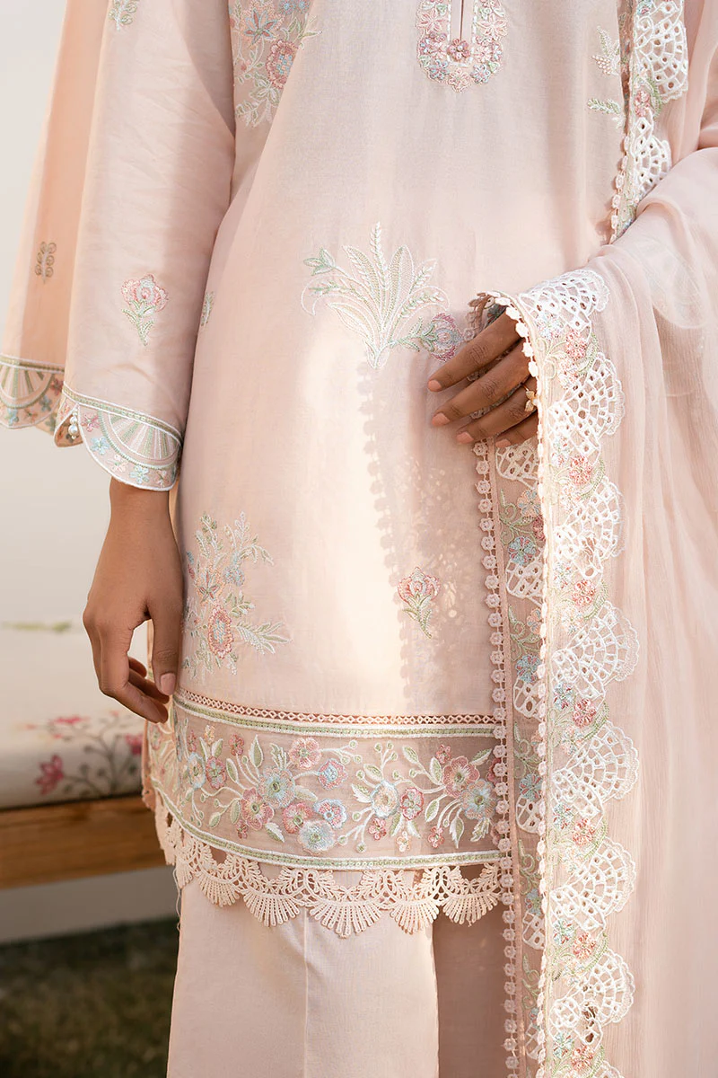 PEACH BLOOM- 3PC EMBROIDERED LAWN SUIT - Image 3