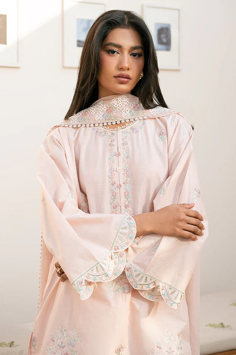 PEACH BLOOM- 3PC EMBROIDERED LAWN SUIT - Image 7