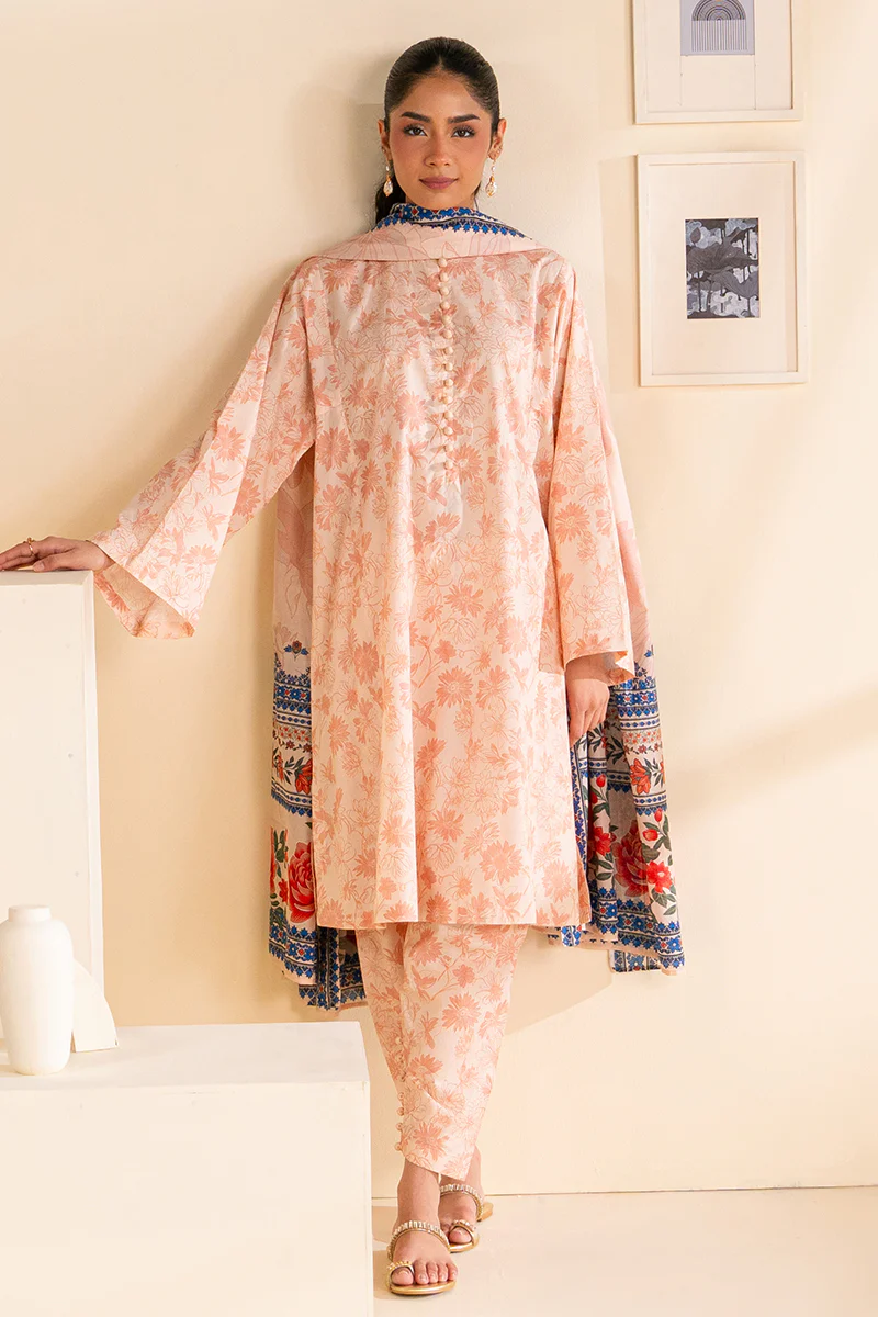 PEACH DUST-3 PC PRINTED LAWN SUIT - Image 8