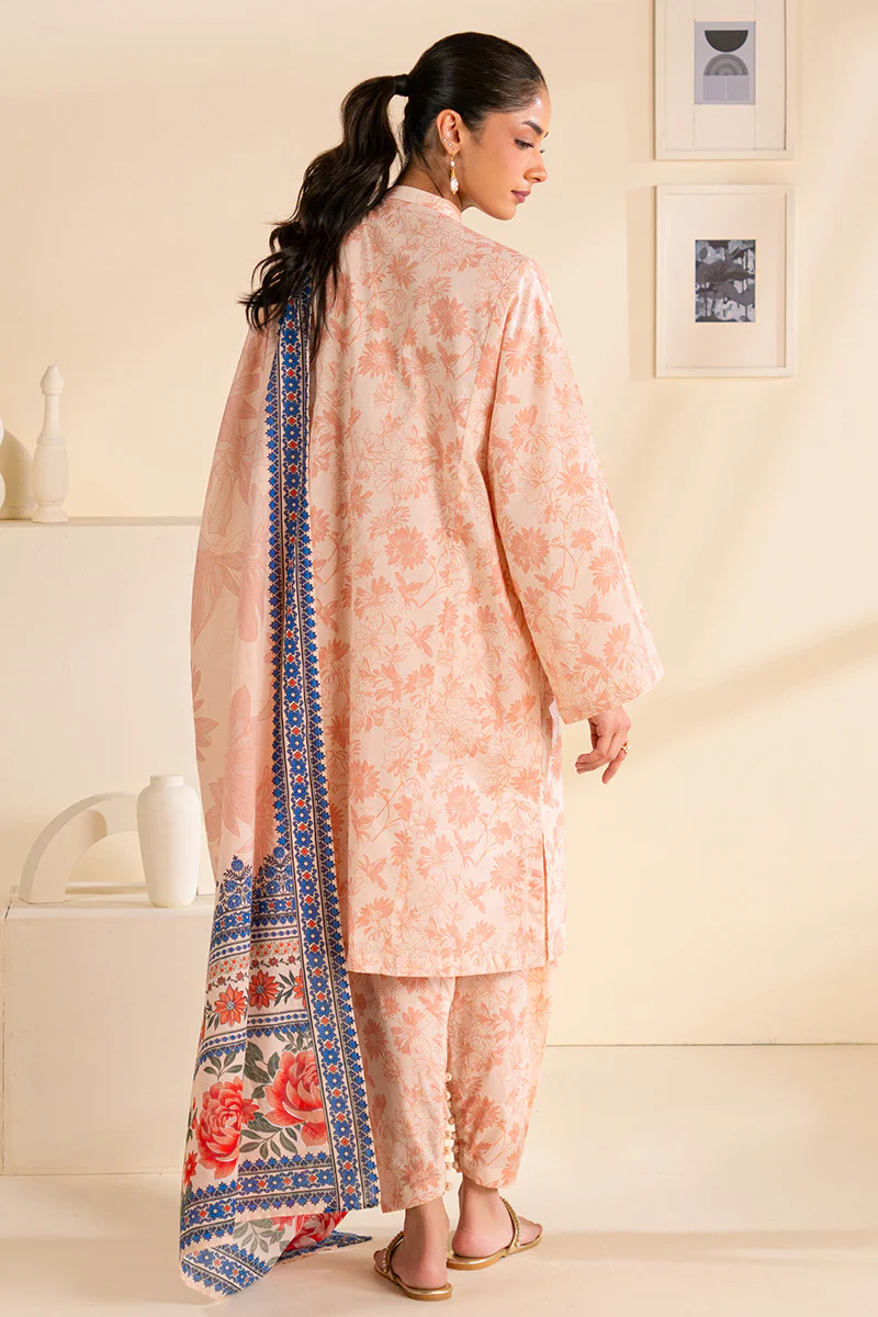 PEACH DUST-3 PC PRINTED LAWN SUIT - Image 9