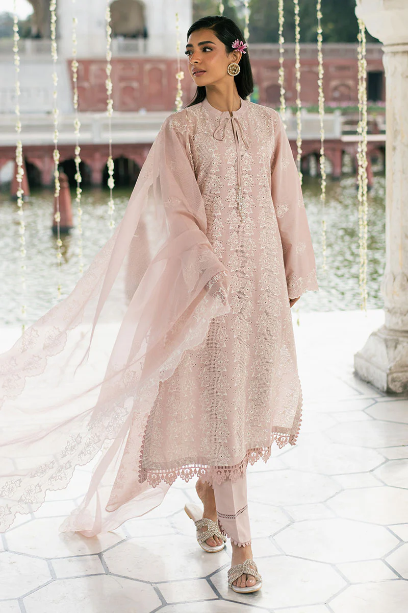 PEACH FLORET-3PC CHIKANKARI SUIT - Image 7
