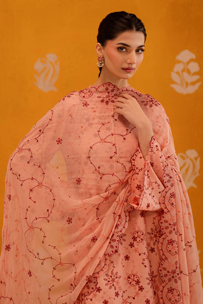 PEACH SORBET-3PC CHIKANKARI SUIT - Image 4