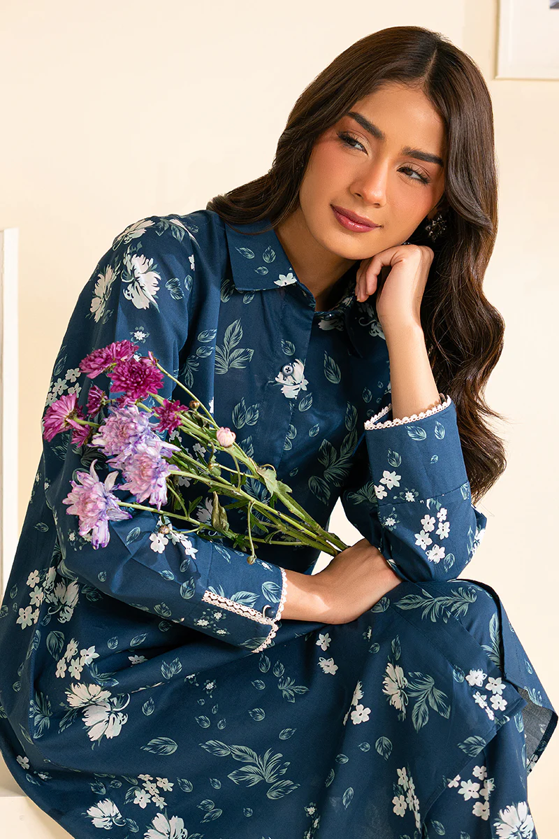 PEACOCK BLUE-2 PC PRINTED LAWN SUIT - Image 2