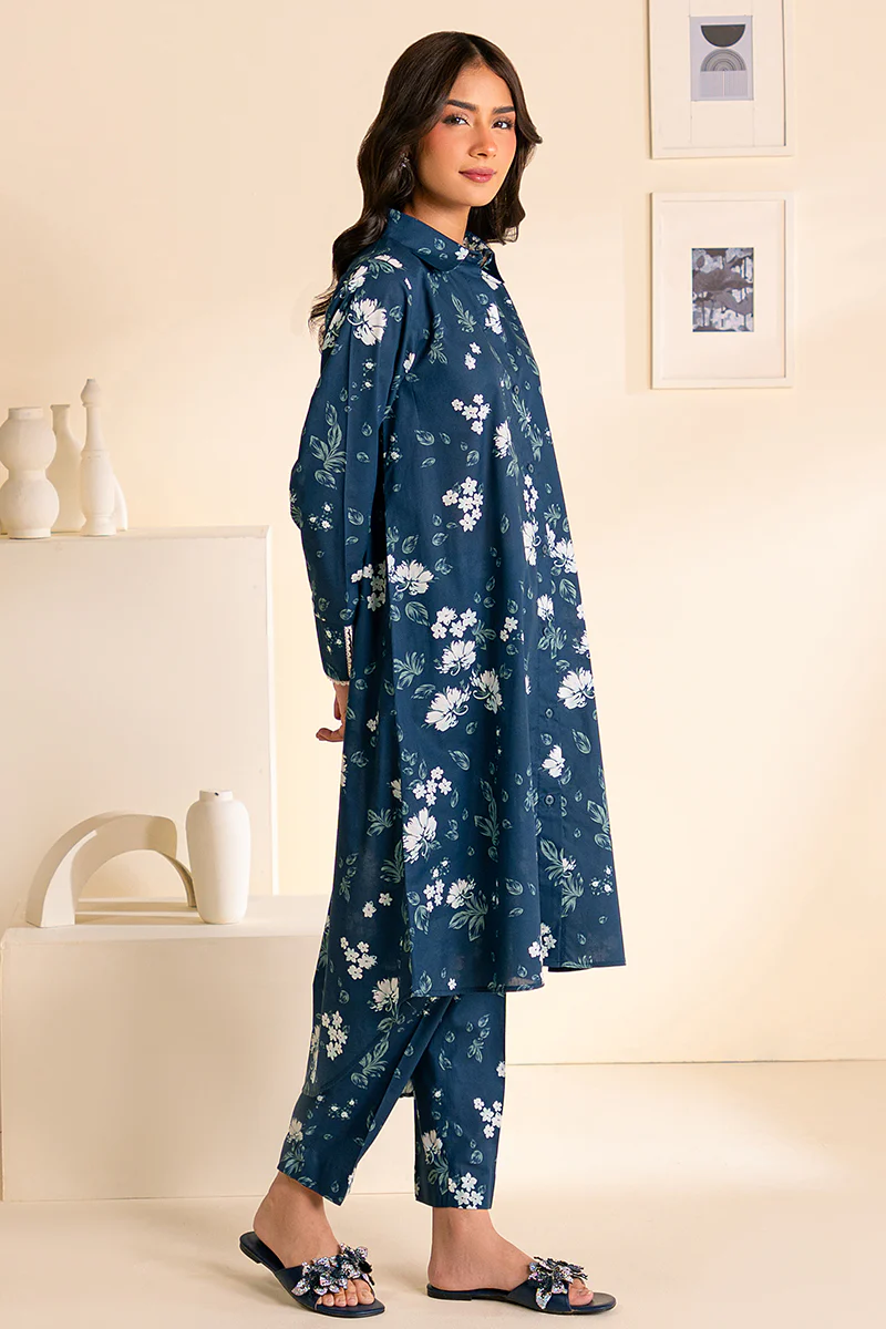 PEACOCK BLUE-2 PC PRINTED LAWN SUIT - Image 7