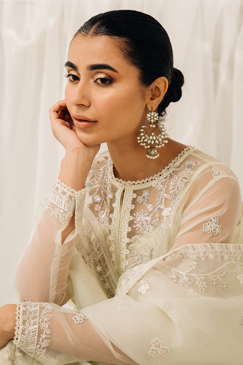 PEARL MIST-4 PIECE EMBROIDERED ORGANZA SUIT - Image 3