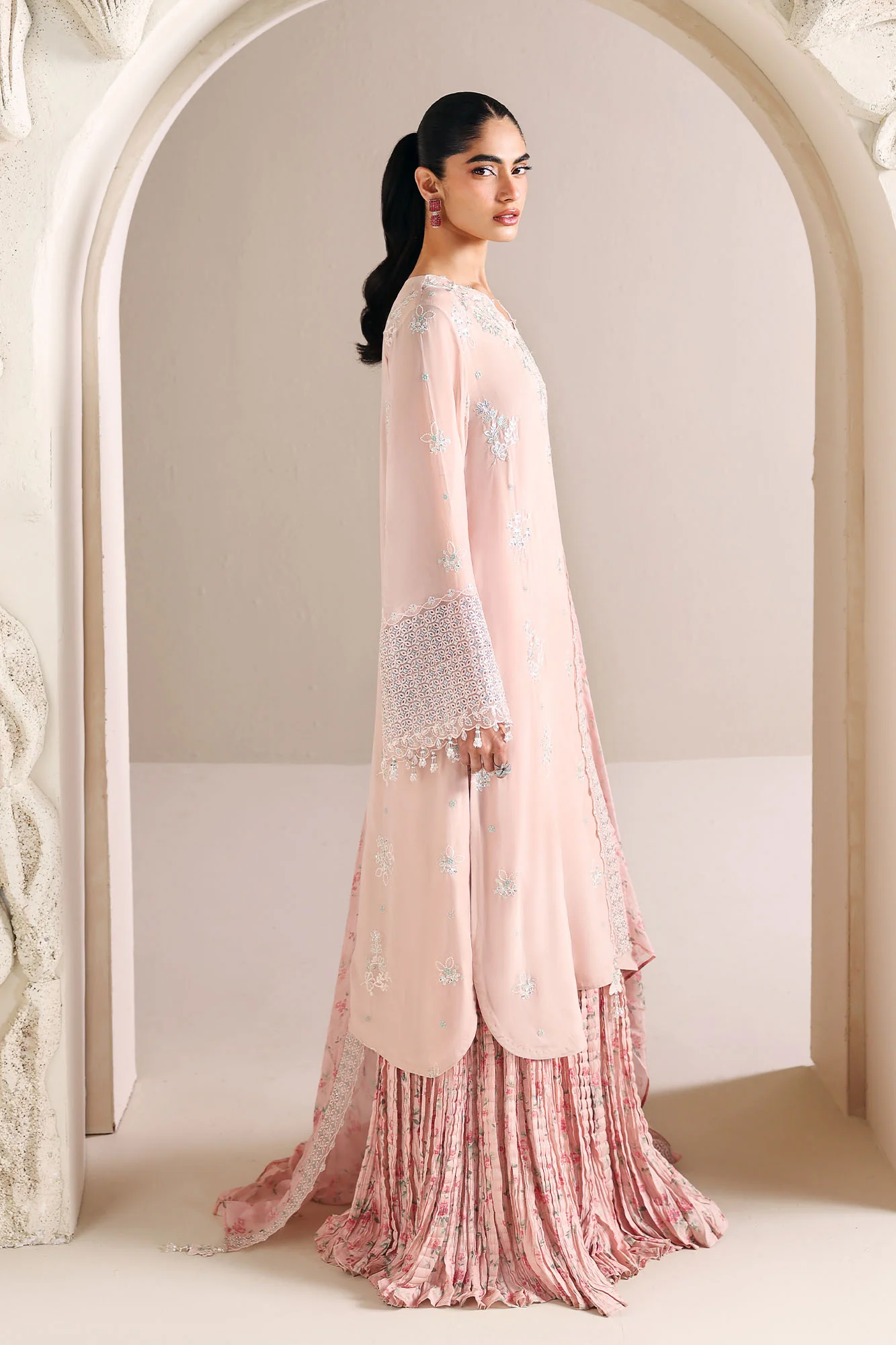 PINK BLOSSOM-4PC CHIFFON EMBROIDERED SUIT - Image 6