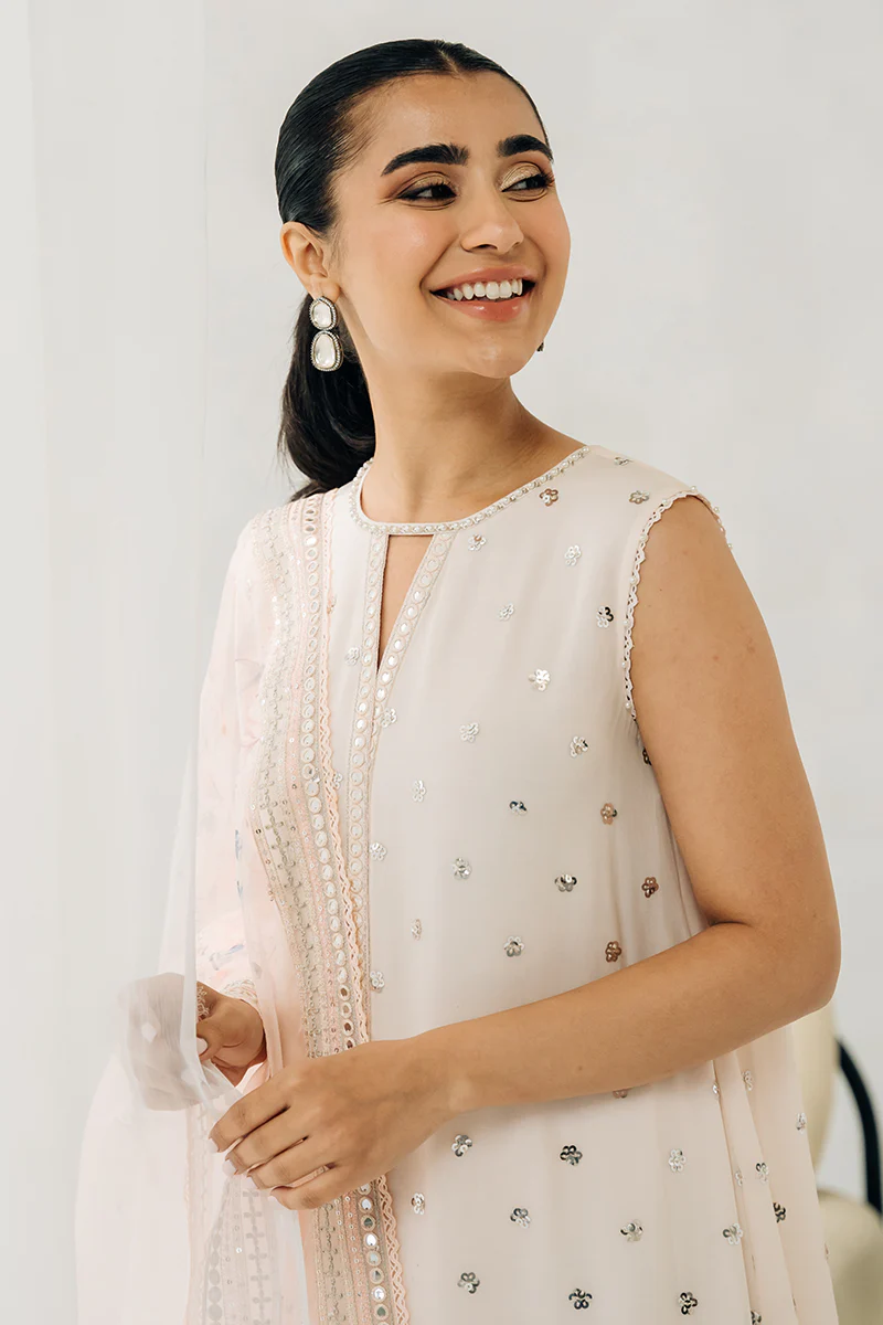 PINK HUE-4 PIECE EMBROIDERED CHIFFON SUIT - Image 6