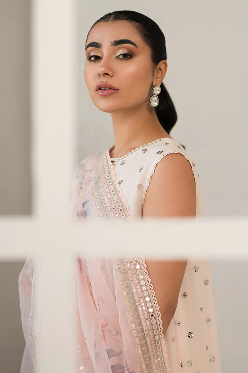 PINK HUE-4 PIECE EMBROIDERED CHIFFON SUIT - Image 7