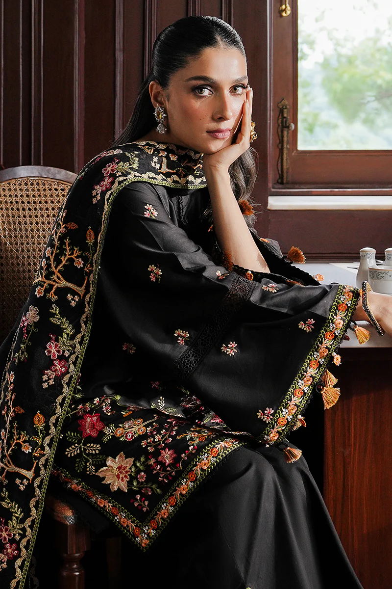 RAVEN BLOSSOM-3PC SATIN EMBROIDERED SUIT - Image 3