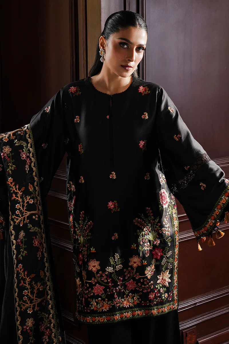 RAVEN BLOSSOM-3PC SATIN EMBROIDERED SUIT - Image 6