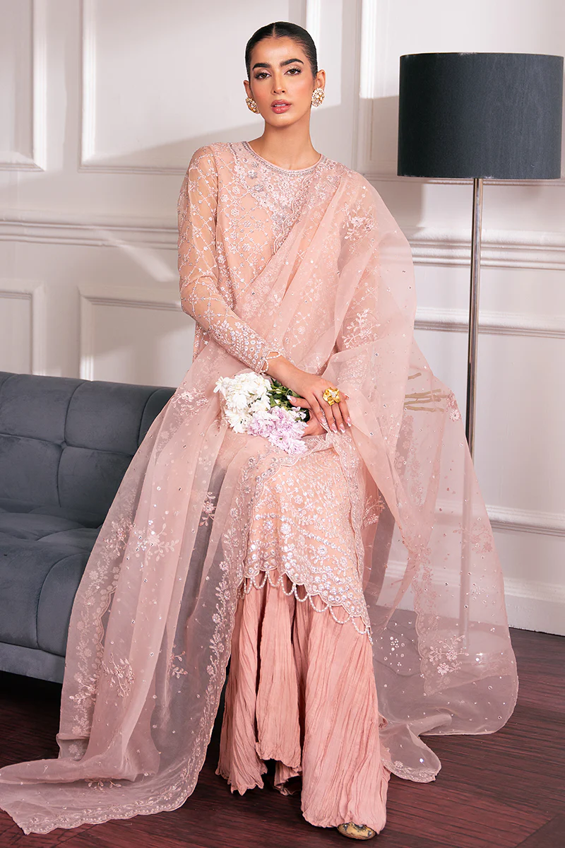 ROSE EMBER-4 PC EMBROIDERED ORGANZA SUIT - Image 3