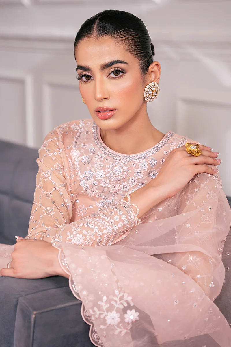 ROSE EMBER-4 PC EMBROIDERED ORGANZA SUIT - Image 8