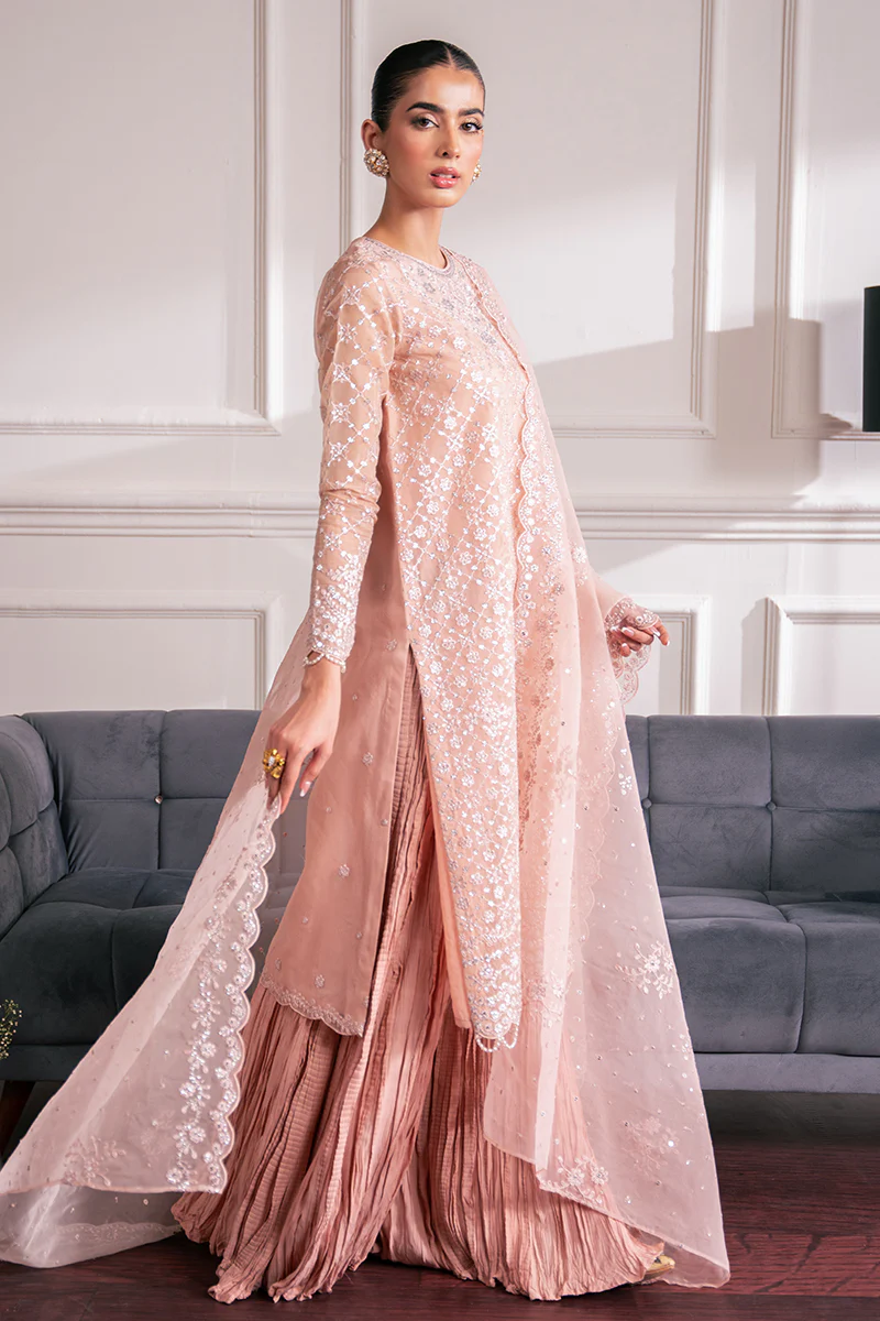 ROSE EMBER-4 PC EMBROIDERED ORGANZA SUIT - Image 9