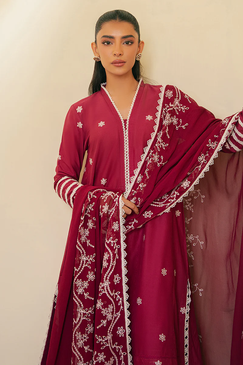 ROSE IMPRESSION-3 PIECE EMBROIDERED CAMBRIC SUIT - Image 4