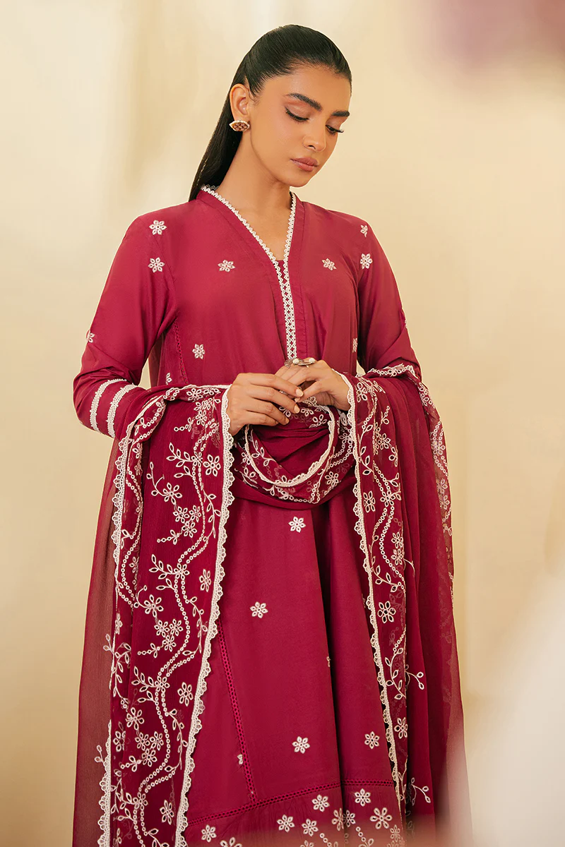 ROSE IMPRESSION-3 PIECE EMBROIDERED CAMBRIC SUIT - Image 6