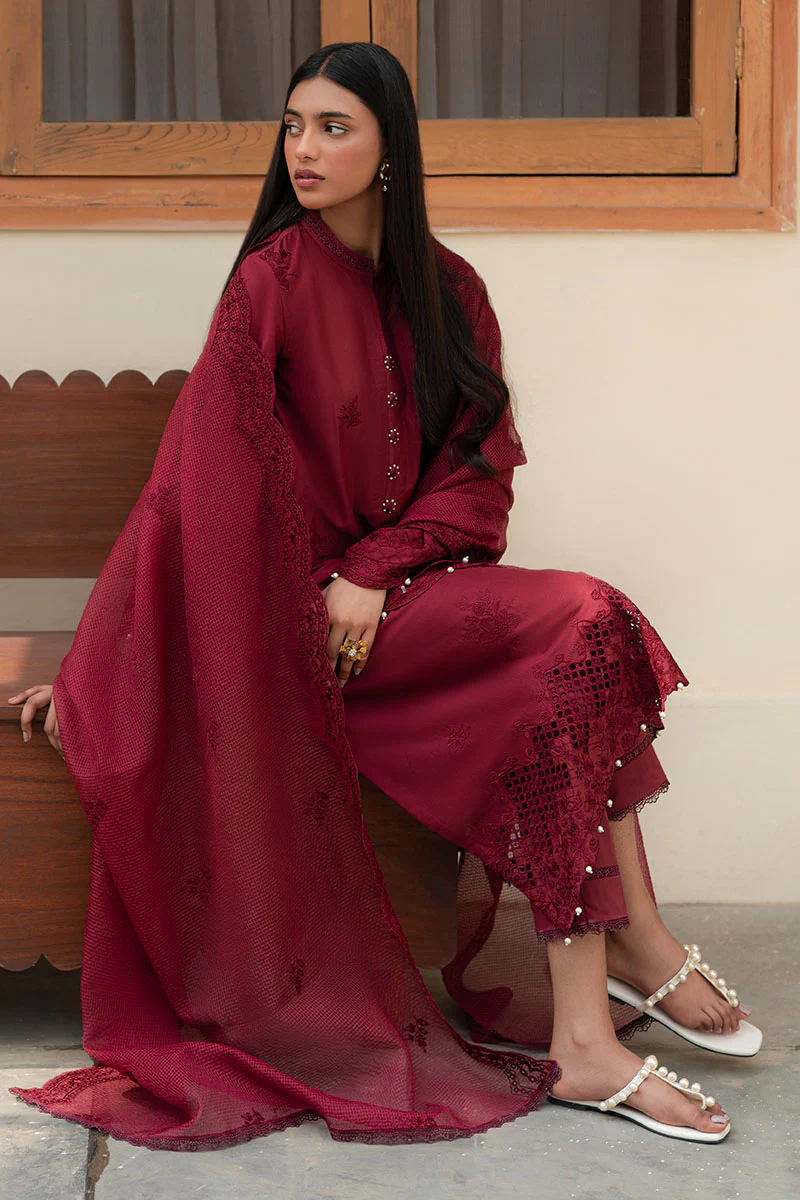 RUBY GLINT- 3PC EMBROIDERED LAWN SUIT - Image 3