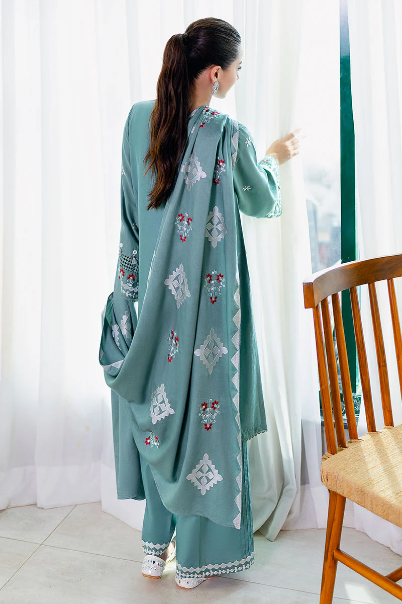 SAGE LOOM-3PC SATIN EMBROIDERED SUIT - Image 7