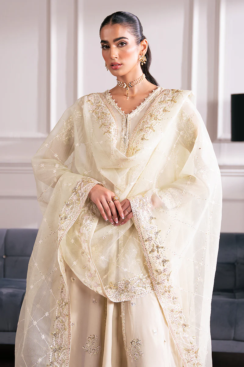 SEA MIST-4 PC EMBROIDERED CHIFFON SUIT - Image 4