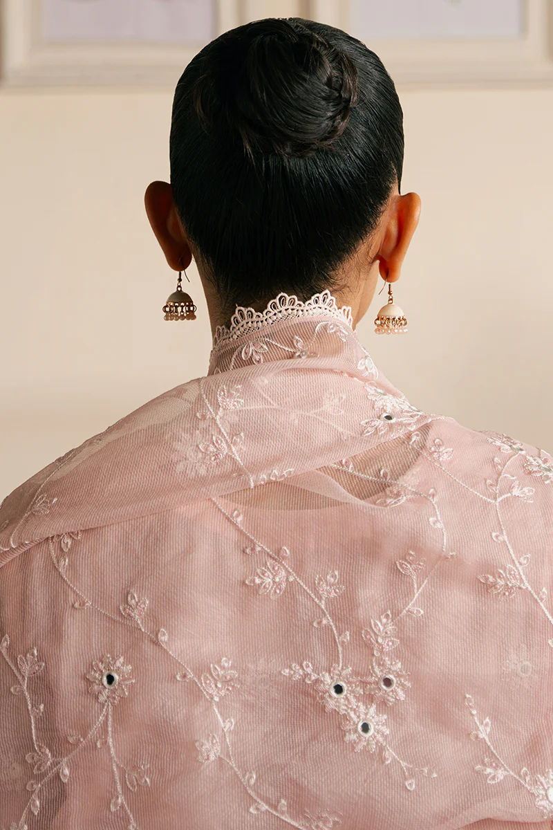 SILVER PINK-3 PIECE EMBROIDERED CAMBRIC SUIT - Image 4